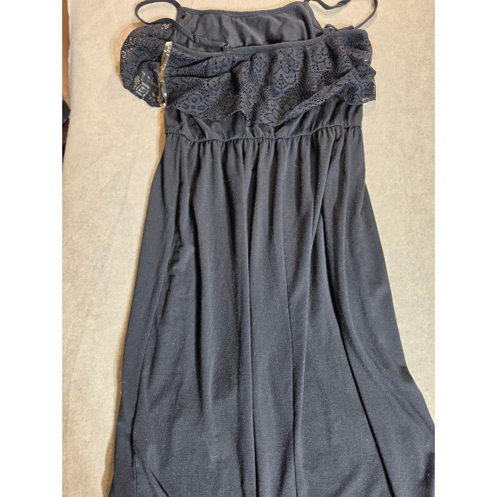 Bongo Black Lace Ruffle Mini Dress Adjustable Straps Empire Waist XL Womens
